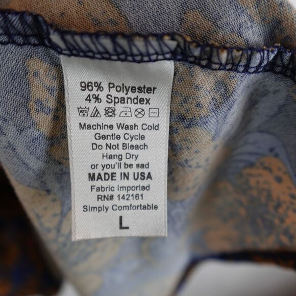 LuLaRoe Azure Skirt Women Size Large Floral Blue Orange Stretch Flowy A-Line AOP - Picture 7 of 9
